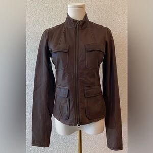 Joie dark brown leather jacket women’s XS